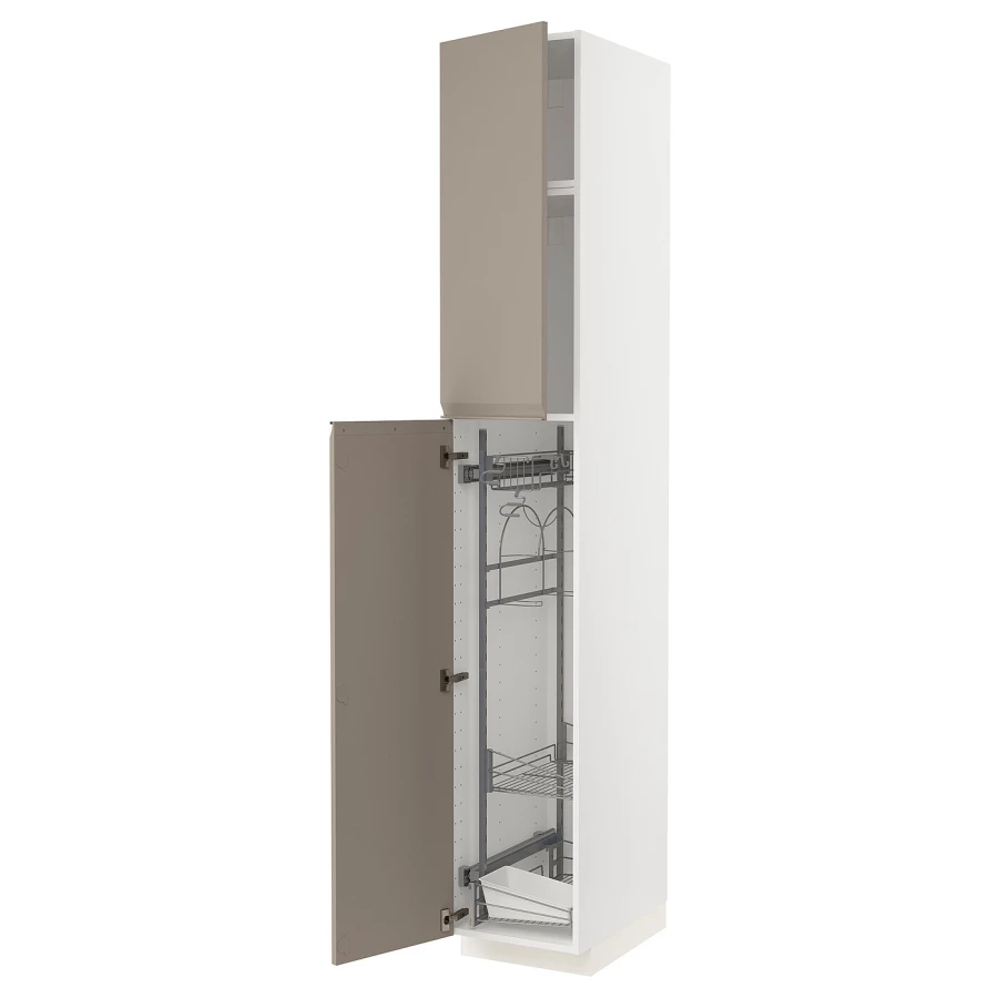 Высокий шкаф - IKEA METOD/МЕТОД ИКЕА, 240х60х40 см, белый/темно-бежевый (изображение №1)