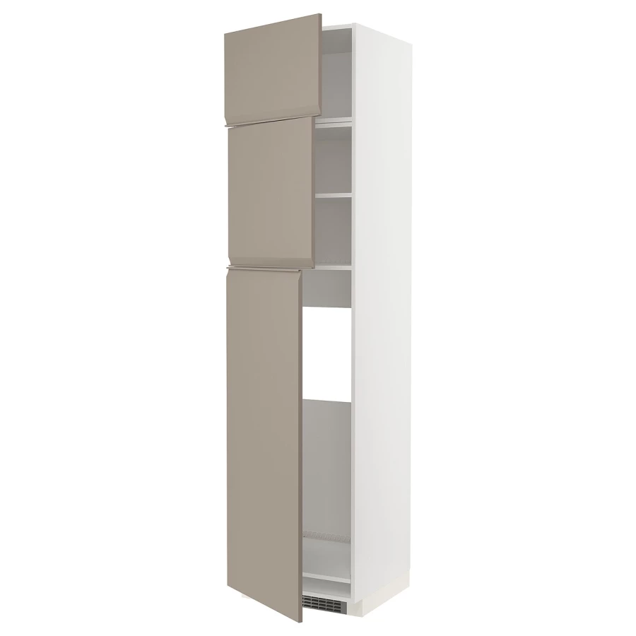 Высокий холодильный шкаф - IKEA METOD/МЕТОД ИКЕА, 60х60х240 см, серый/белый (изображение №1)