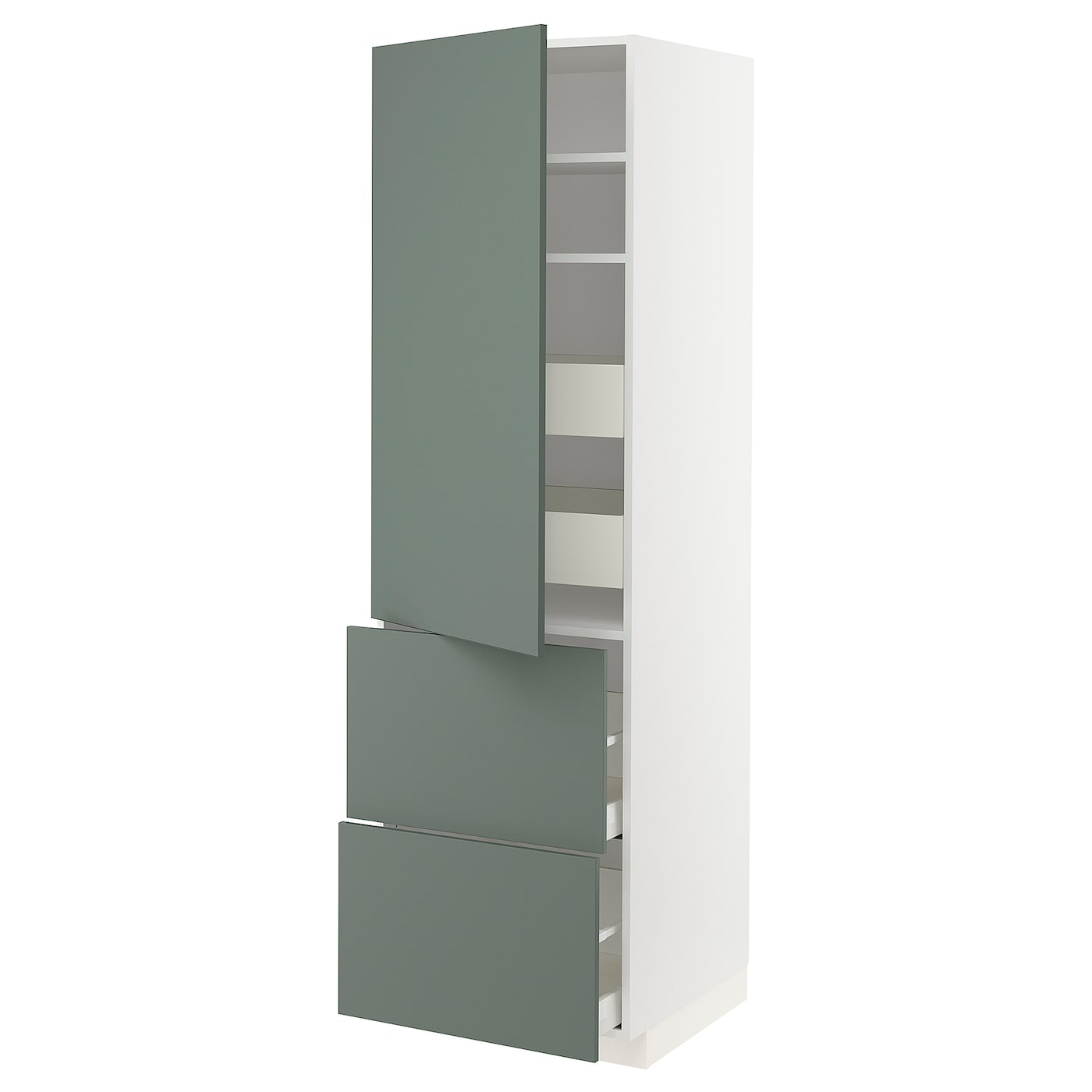 Высокий шкаф - IKEA METOD/MAXIMERA/МЕТОД/МАКСИМЕРА ИКЕА, 200х60х60 см, белый/зеленый