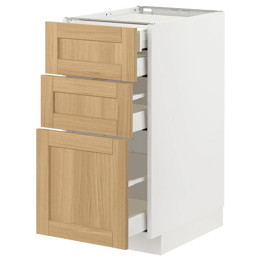 Навесной шкаф - METOD / MAXIMERA IKEA/ МЕТОД/ МАКСИМЕРА ИКЕА,  40х60 см, белый/ под беленый дуб (изображение №1)