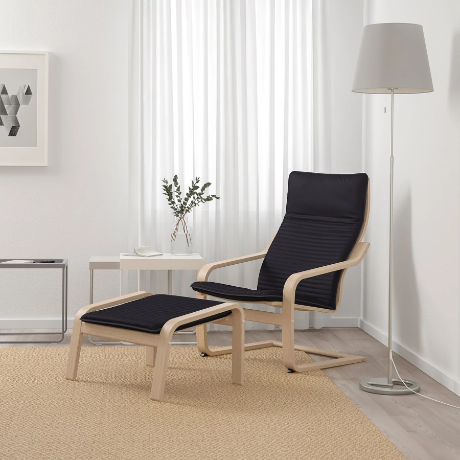 Кресло - IKEA POÄNG/POANG/ПОЭНГ ИКЕА, 68х82х100 см, чёрный (изображение №2)