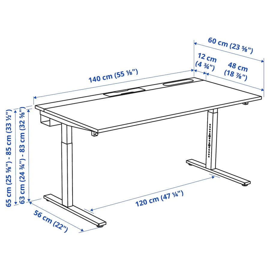 Письменный стол - IKEA MITTZON/МИТТЗОН ИКЕА, белый/черный (изображение №2)