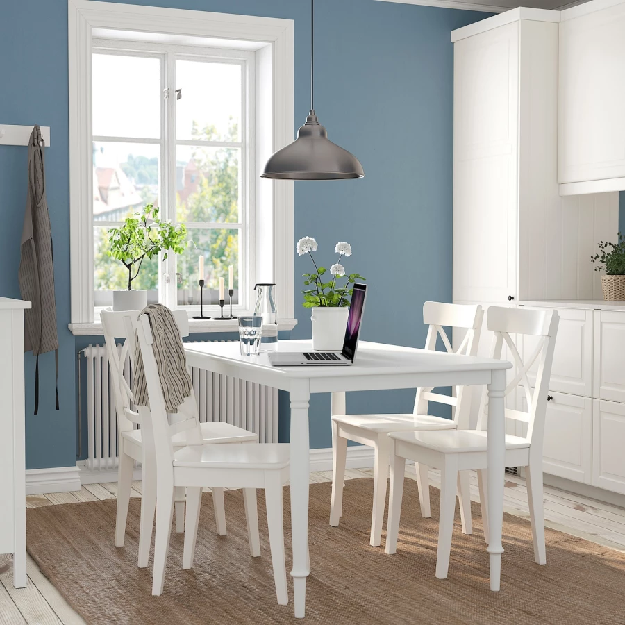 Стол и 4 стула - DANDERYD / INGOLF IKEA/ ДАНДЕРИД/ИНГОЛЬФ ИКЕА, 130х80х75 см, белый (изображение №2)