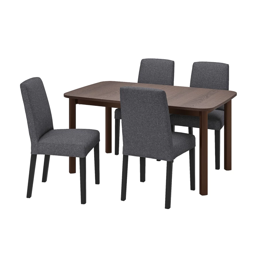 Стол и 4 стула - STRANDTORP / BERGMUND IKEA/ СТРАНДТОРП/БЕРГМУНД ИКЕА, 205х95х75 см, коричневый/серый (изображение №1)