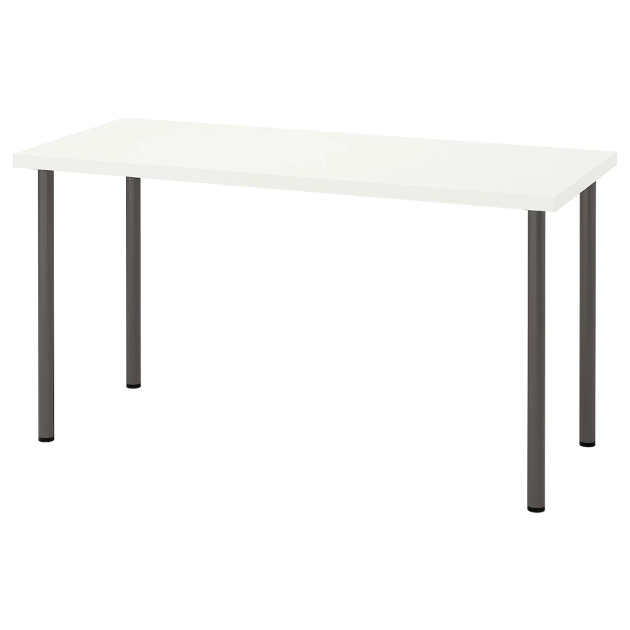Письменный стол - IKEA LAGKAPTEN/ADILS, 140х60 см, белый/темно-серый, ЛАГКАПТЕН/АДИЛЬС ИКЕА (изображение №1)