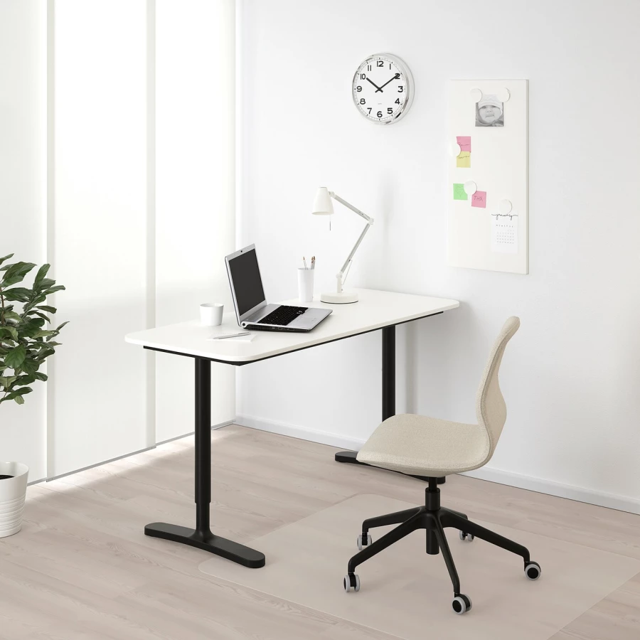 Письменный стол - IKEA BEKANT, 140х60х65-85 см, белый/черный, БЕКАНТ ИКЕА (изображение №2)