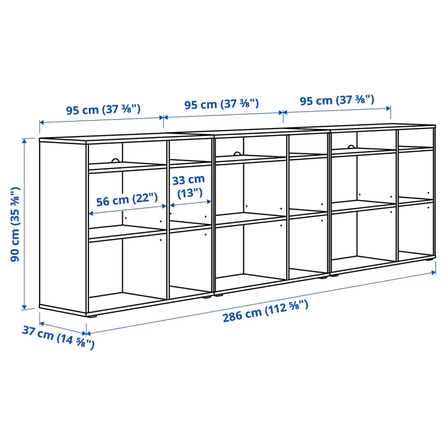 Открытый шкаф - VIHALS IKEA/ВИХАЛС ИКЕА, 37х90х286 см, белый (изображение №4)
