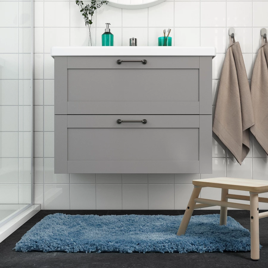 Коврик для ванной - IKEA ALMTJÄRN/ALMTJARN, 90х60 см, голубой, АЛЬМТЬЕРН ИКЕА (изображение №4)