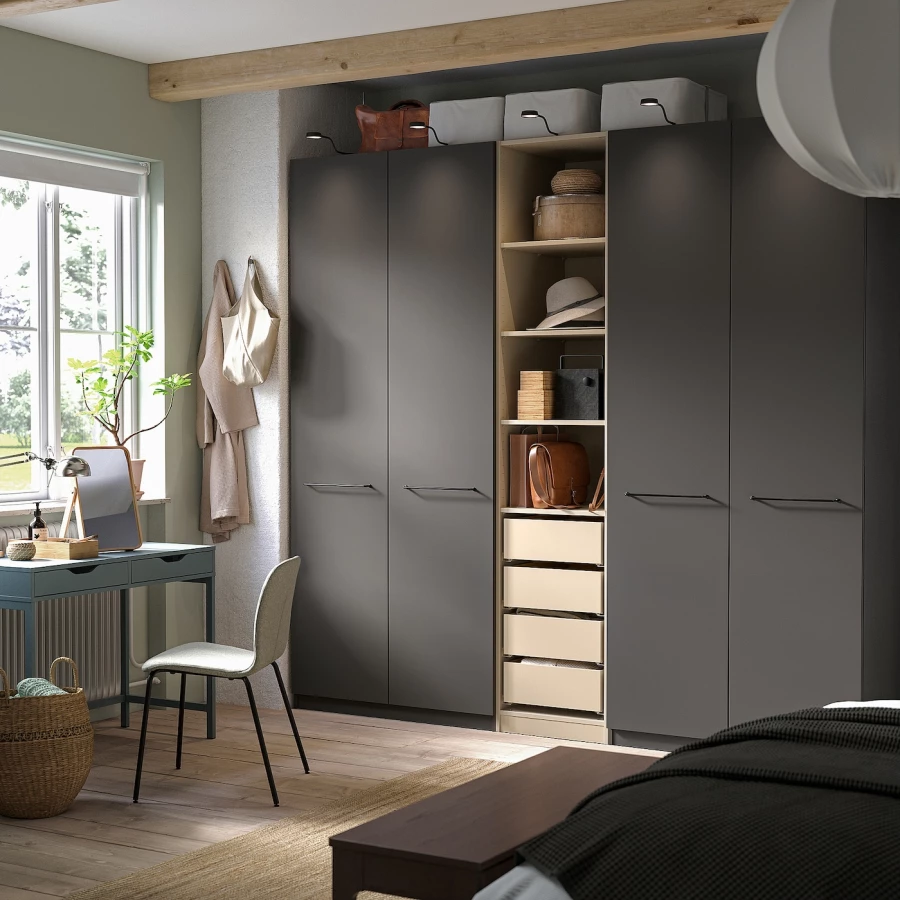 Комбинация гардероба - IKEA PAX/FORSAND/ПАКС/ФОРСАНД ИКЕА, 60х250х236,4 см, темно-серый (изображение №2)