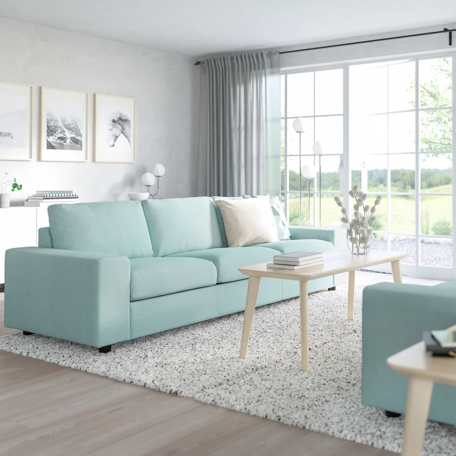 3-местный диван-кровать - IKEA VIMLE, 98x275см, голубой, ВИМЛЕ ИКЕА (изображение №3)