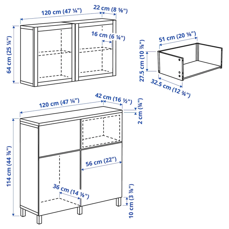 Комбинация для хранения - BESTÅ/ BESTА IKEA/ БЕСТА/БЕСТО ИКЕА, 240х120 см, под беленый дуб/белый (изображение №4)