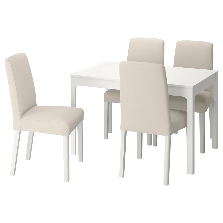 Стол и 4 стула - EKEDALEN / BERGMUND IKEA/ ЭКАДАЛЕН /БЕРГМУНД ИКЕА, 120/180 см, белый/бежевый (изображение №1)