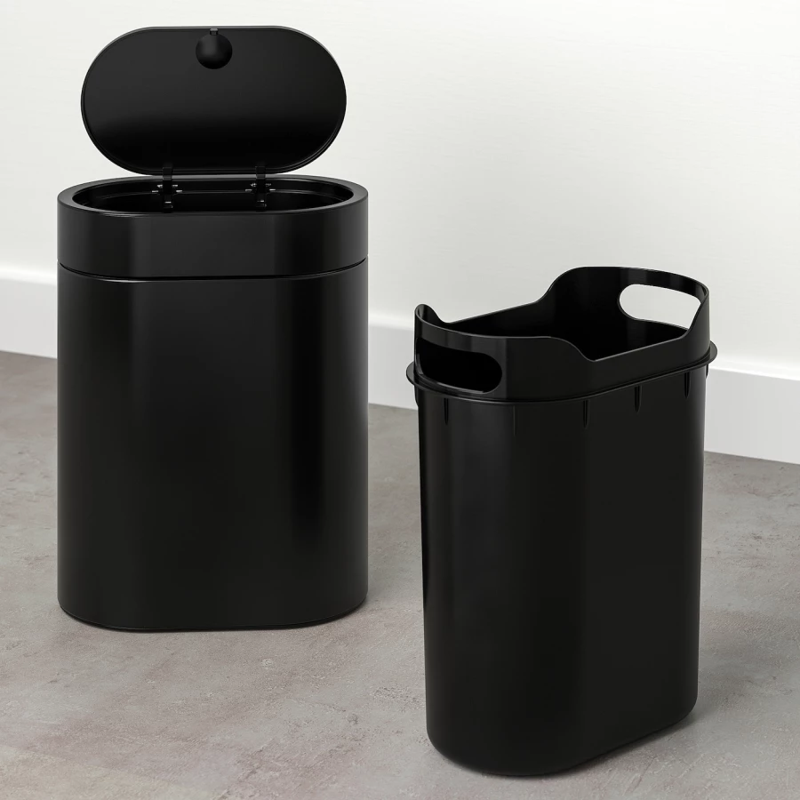 Корзина с крышкой - BROGRUND IKEA/ БРОГРУНД ИКЕА, черный (изображение №4)