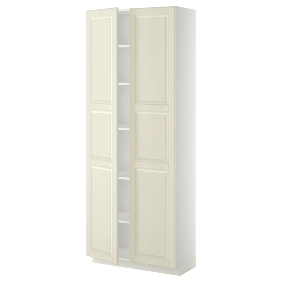 Высокий шкаф - IKEA METOD/МЕТОД ИКЕА, 200х37х80 см, белый/кремовый (изображение №1)