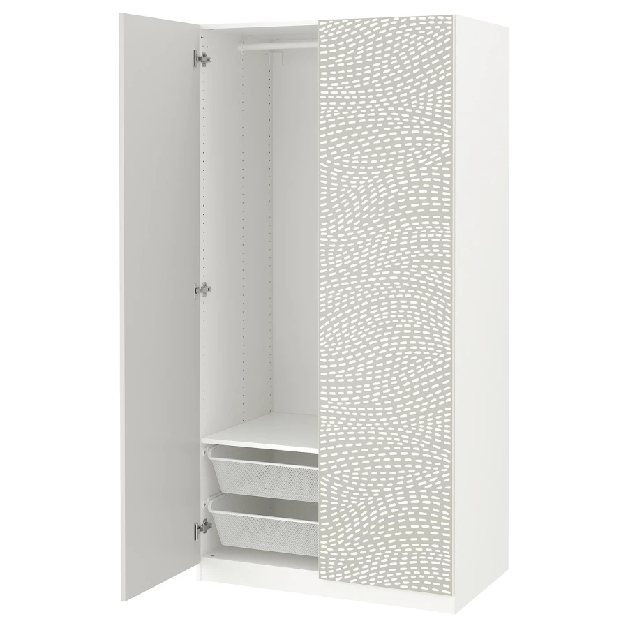 Шкаф - IKEA PAX/MISTUDDEN/ПАКС/МИСТУДДЕН ИКЕА, 60х100х201,2 см, белый/серый (изображение №1)