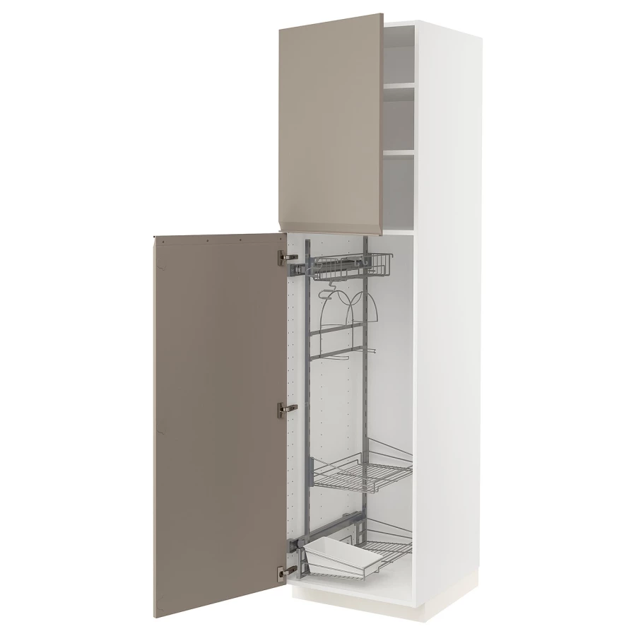 Высокий шкаф/бытовой - IKEA METOD/МЕТОД ИКЕА, 60х60х220 см, серый/белый (изображение №1)