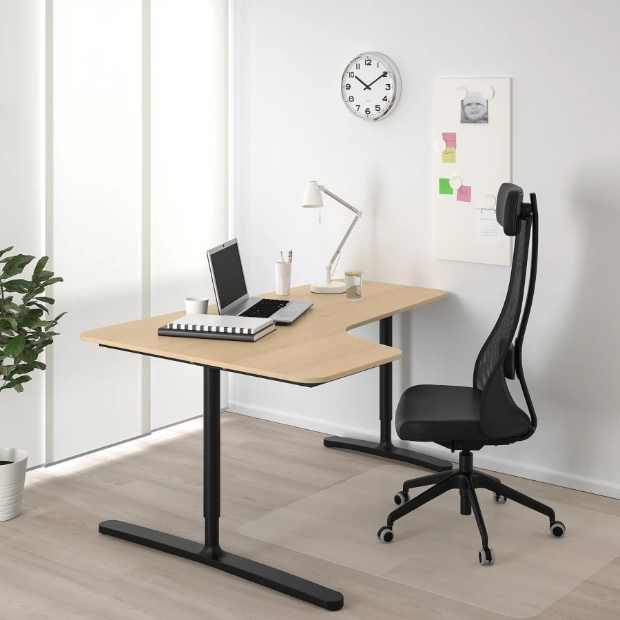 Угловой стол (левый угол) - IKEA BEKANT, бежевый, 160х110х65-85 см, БЕКАНТ ИКЕА (изображение №2)