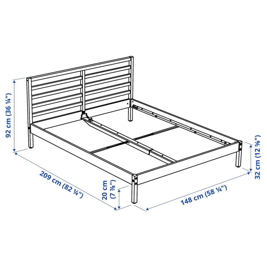 Каркас кровати - TARVA  IKEA/  ТАРВА ИКЕА,  209х148 см, белый (изображение №4)
