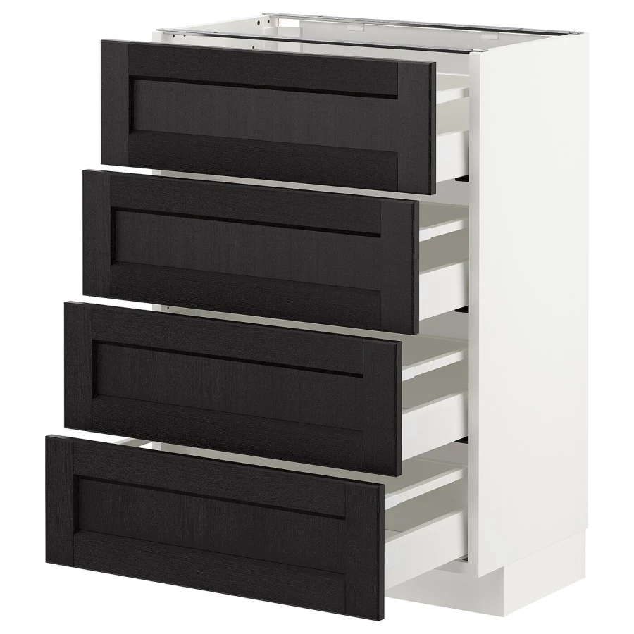 Напольный кухонный шкаф  - IKEA METOD MAXIMERA, 88x39,5x60см, белый/черный, МЕТОД МАКСИМЕРА ИКЕА (изображение №1)