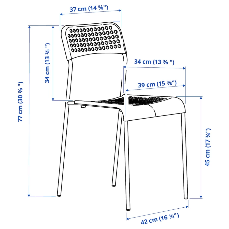 Стол и 4 стула - IKEA GRÅSALA/GRASALA/ADDE/ ГРОСАЛА/АДДЕ ИКЕА, 110х67 см, серый/черный (изображение №7)
