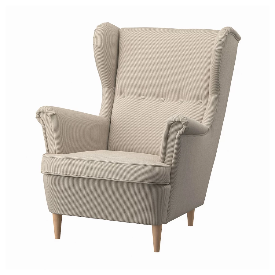 Кресло с подголовником - IKEA STRANDMON, 82х96х101 см, бежевый, СТРАНДМОН ИКЕА (изображение №1)