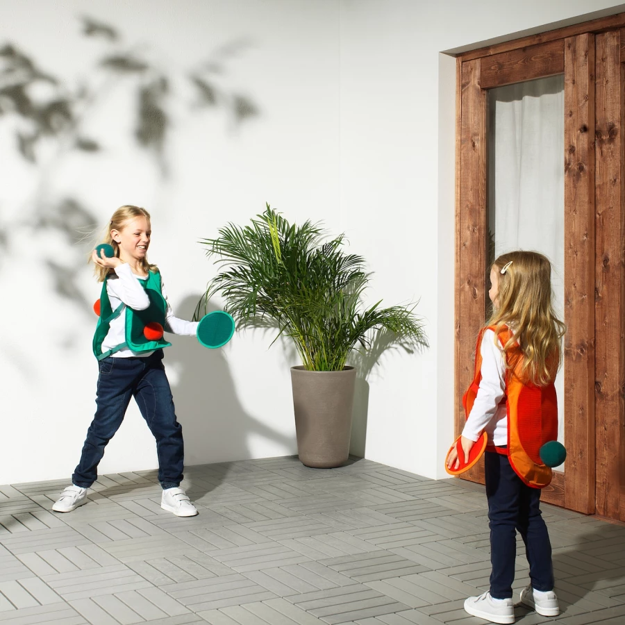 Игра в теги с жилетом и мячами - IKEA LUSTIGT/ЛЮСТИГТ ИКЕА, 120х60 см, салатовый/оранжевый (изображение №2)