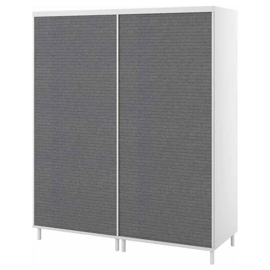Шкаф с 2-мя раздвижными дверцами - IKEA PLATSA/ПЛАТСА ИКЕА, 57х160х191 см, белый/темно-серый (изображение №1)