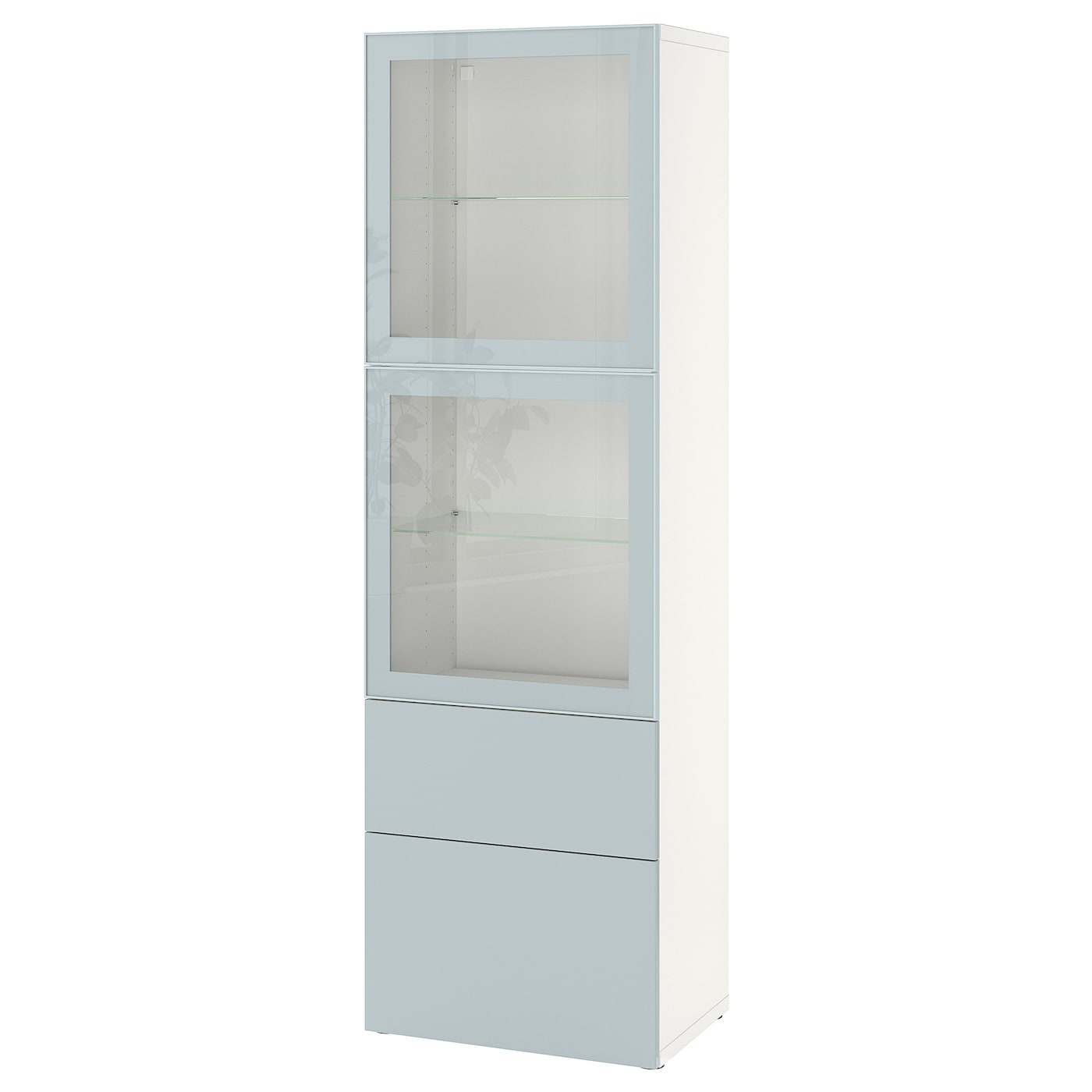Книжный шкаф - BESTÅ/ BESTА IKEA/ БЕСТА/БЕСТО ИКЕА, 193х60 см, белый/светло-голубой