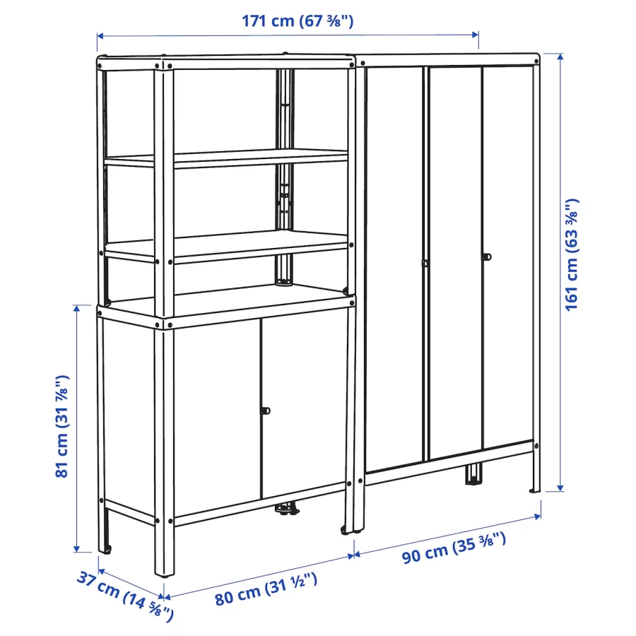 Книжный шкаф - KOLBJÖRN / KOLBJORN IKEA/ КОЛЬБЬЕРН ИКЕА,  171х161 см, бежевый (изображение №9)