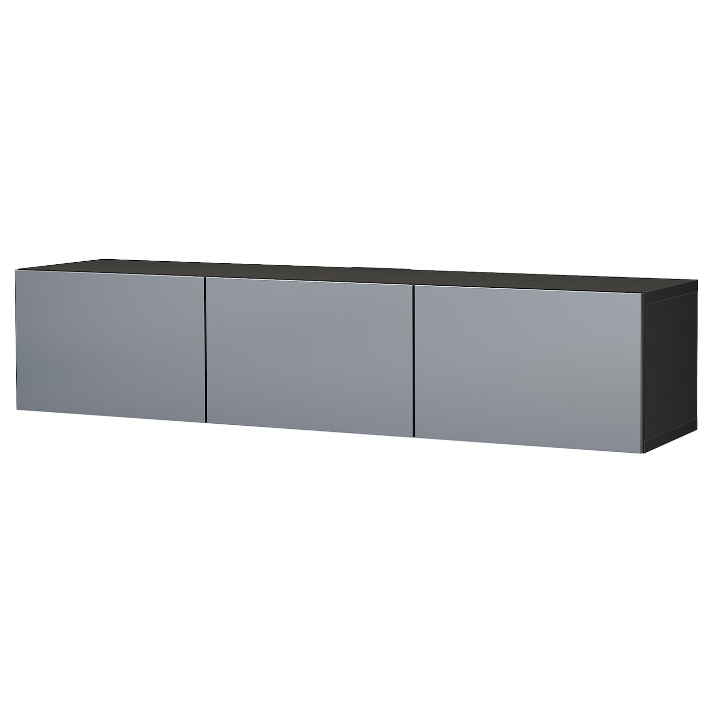 Тумба под ТВ с дверцами - IKEA BESTÅ/BESTA/БЕСТО ИКЕА, 42х38х180 см, черный/серый металлик
