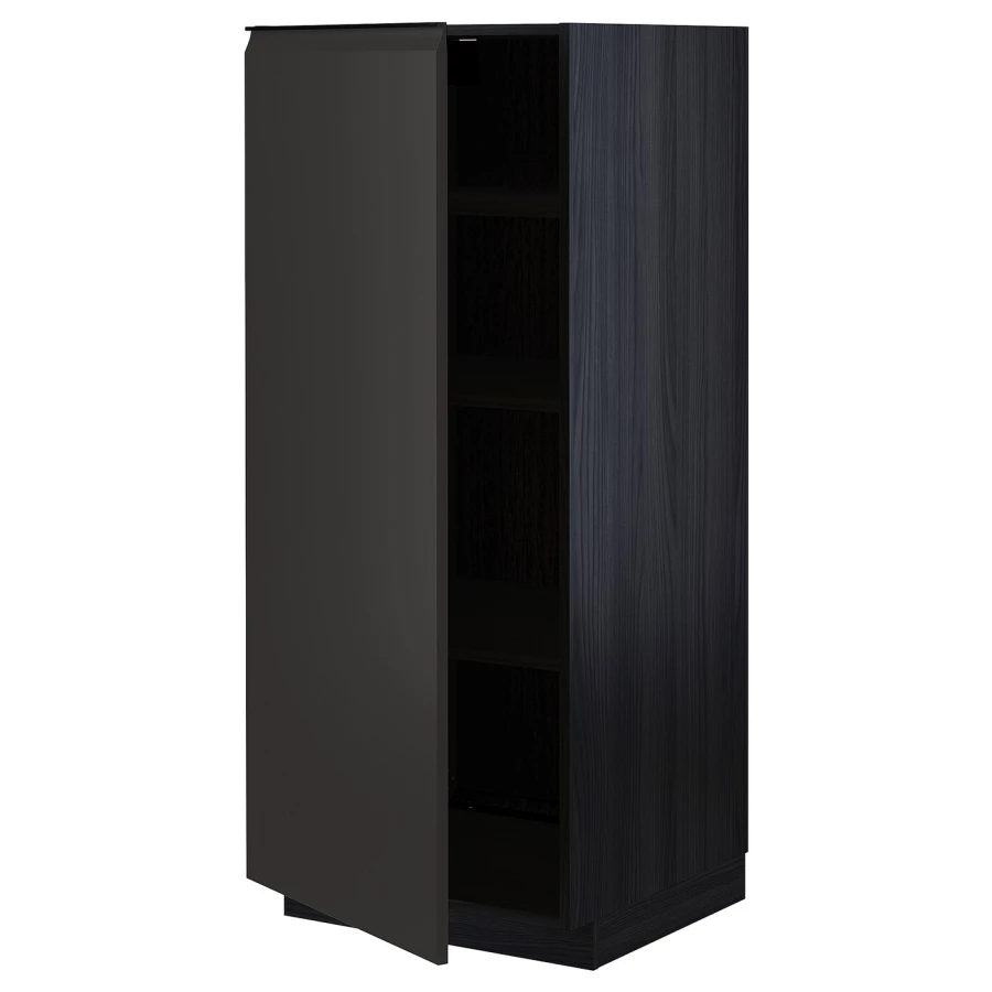 Высокий кухонный шкаф с полками - IKEA METOD/МЕТОД ИКЕА, 140х60х60 см, черный (изображение №1)