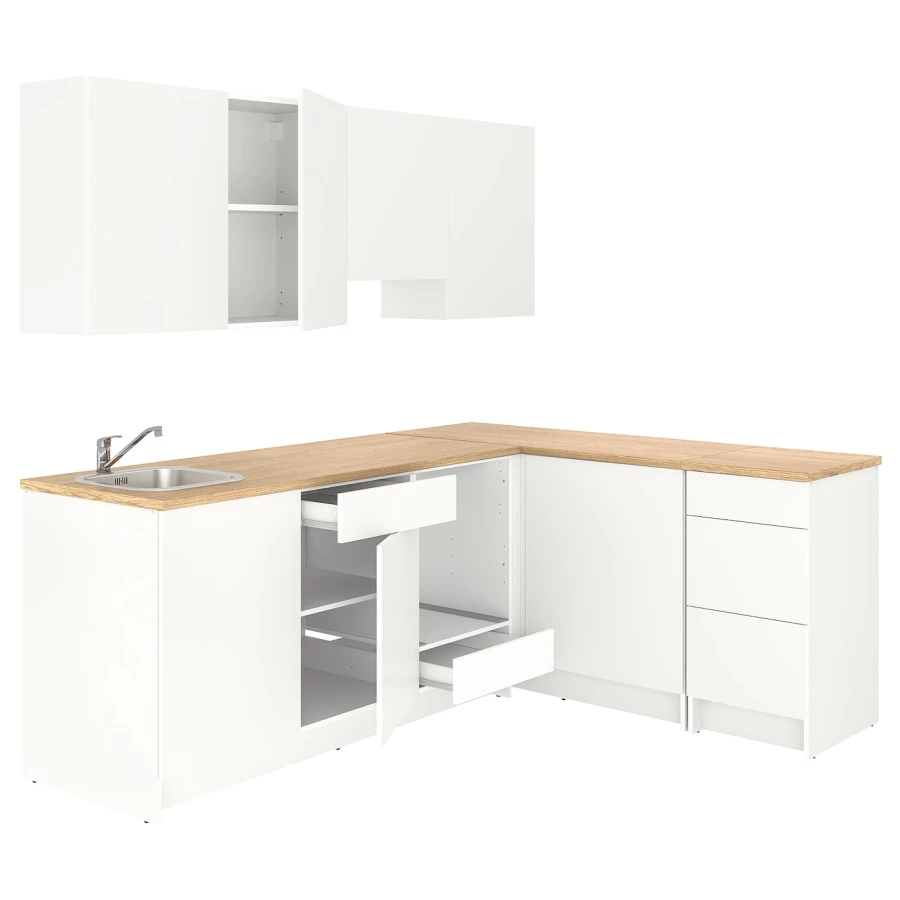 Комбинация кухонная угловая -  KNOXHULT IKEA/ КНОКСХУЛЬТ ИКЕА, 243х164х220 см, бежевый/белый (изображение №1)
