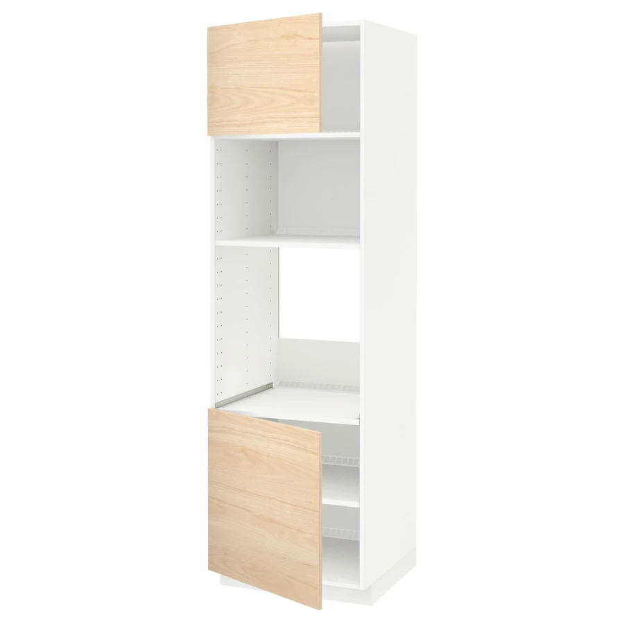 Кухонный шкаф-пенал - IKEA METOD/МЕТОД ИКЕА, 200х60х60 см, белый/под беленый дуб (изображение №1)