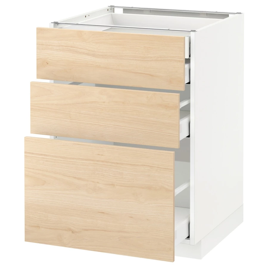 Напольный шкаф  - IKEA METOD MAXIMERA, 88x61,6x60см, белый/светло-коричневый, МЕТОД МАКСИМЕРА ИКЕА (изображение №1)