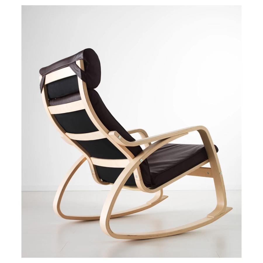 Кресло-качалка - IKEA POÄNG/POANG/ПОЭНГ ИКЕА, 68х94х95 см, коричневый (изображение №3)