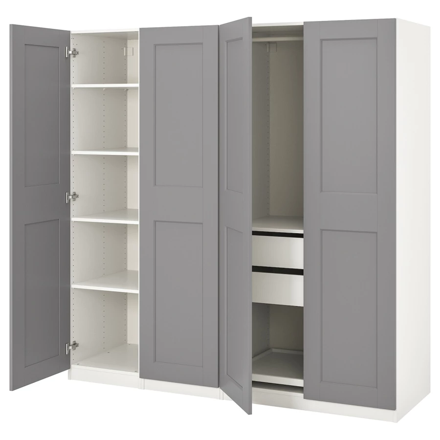 Шкаф - IKEA PAX/GRIMO/ПАКС/ГРИМО ИКЕА, 60х200х201,2 см, белый/темно-серый (изображение №1)