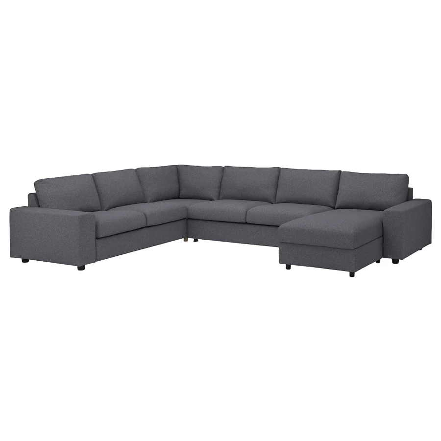 Угловой диван-кровать с шезлонгом - IKEA VIMLE/ВИМЛЕ ИКЕА, 256/356х68х164 см, темно-серый (изображение №2)