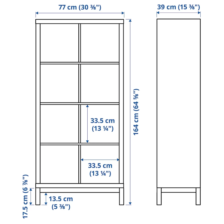 Стеллаж - IKEA KALLAX, 77х39х164 см, под беленый дуб/черный, КАЛЛАКС ИКЕА (изображение №5)