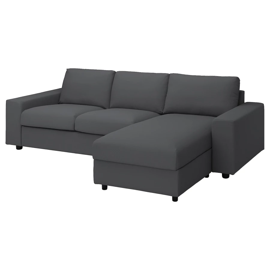 Чехол на 3-местный диван - IKEA VIMLE/ВИМЛЕ ИКЕА, 222х103 см, серый (изображение №1)