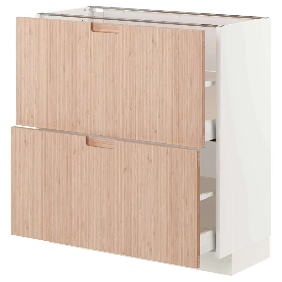 Напольный шкаф - IKEA METOD MAXIMERA, 88x39x80см, белый/светлый бамбук, МЕТОД МАКСИМЕРА ИКЕА (изображение №1)