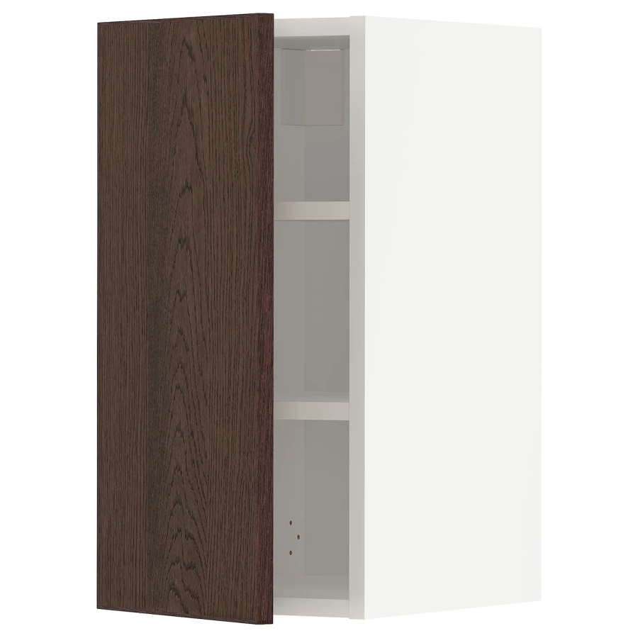 Навесной шкаф с полкой - METOD IKEA/ МЕТОД ИКЕА, 60х30 см, белый/коричневый (изображение №1)
