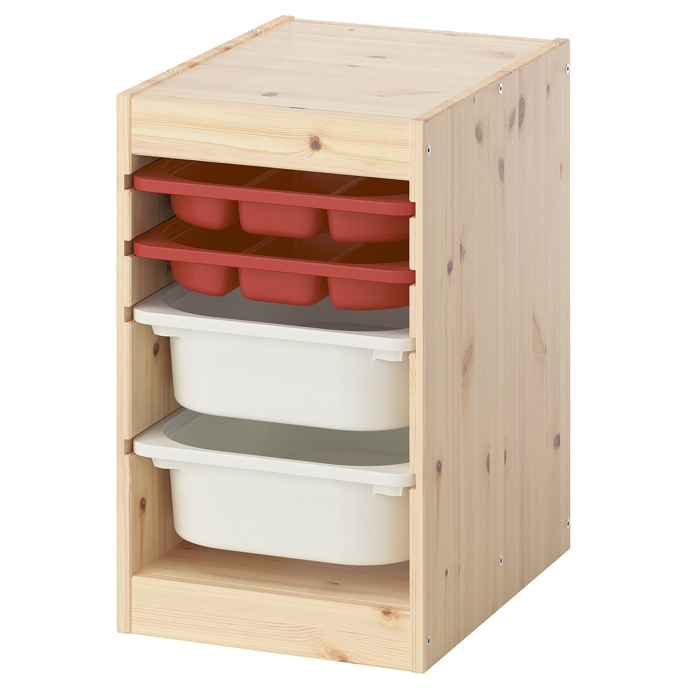 Шкаф с ящиком IKEA TROFAST/ТРУФАСТ ИКЕА, 34х44х52 см, под беленый дуб/белый/красный