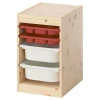Шкаф с ящиком IKEA TROFAST/ТРУФАСТ ИКЕА, 34х44х52 см, под беленый дуб/белый/красный