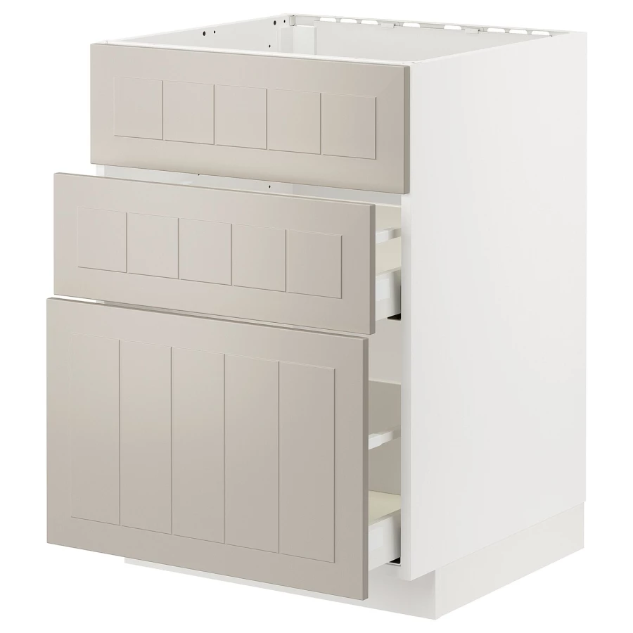 Напольный шкаф - METOD / MAXIMERA IKEA/ МЕТОД/ МАКСИМЕРА ИКЕА,  60х80 см, белый/светло-бежевый (изображение №1)