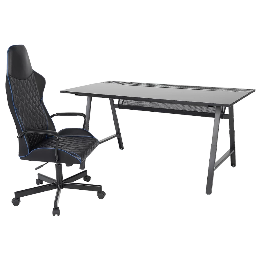 Игровой стол и стул - IKEA UTESPELARE, 166х79х9 см, черный, УТЕСПЕЛАРЕ ИКЕА (изображение №1)