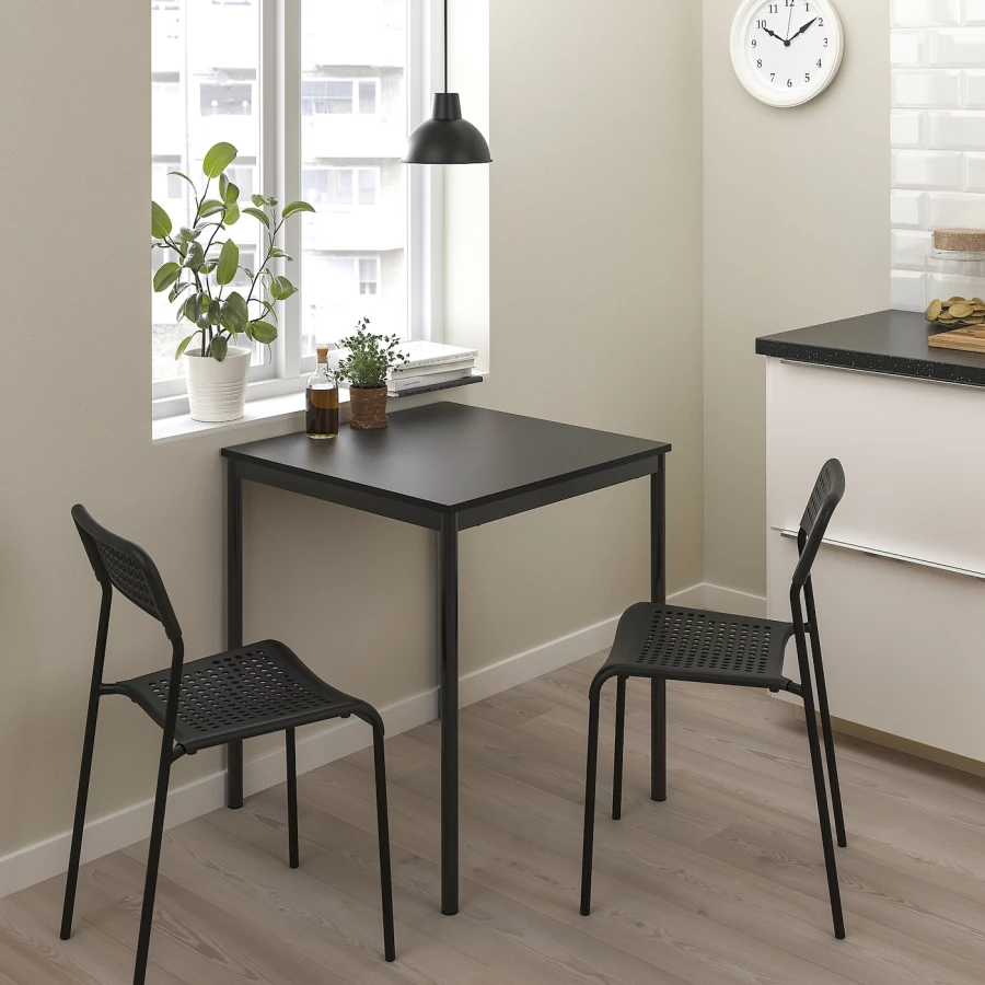 Стол и 2 стула - IKEA SANDSBERG/ADDE/ САНДСБЕРГ/АДДЕ ИКЕА, 67х67 см, черный (изображение №2)