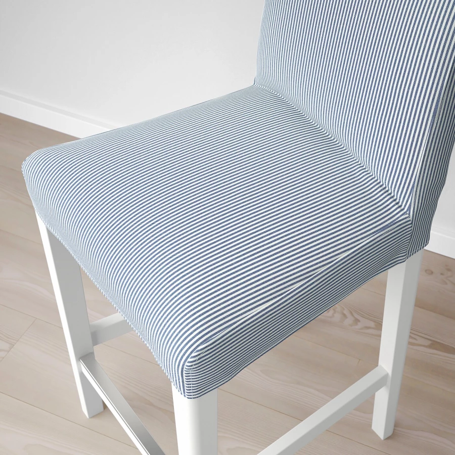 Барный стул со спинкой - BERGMUND IKEA/БЕРГМУНД ИКЕА, 97х45х48см, голубой (изображение №5)