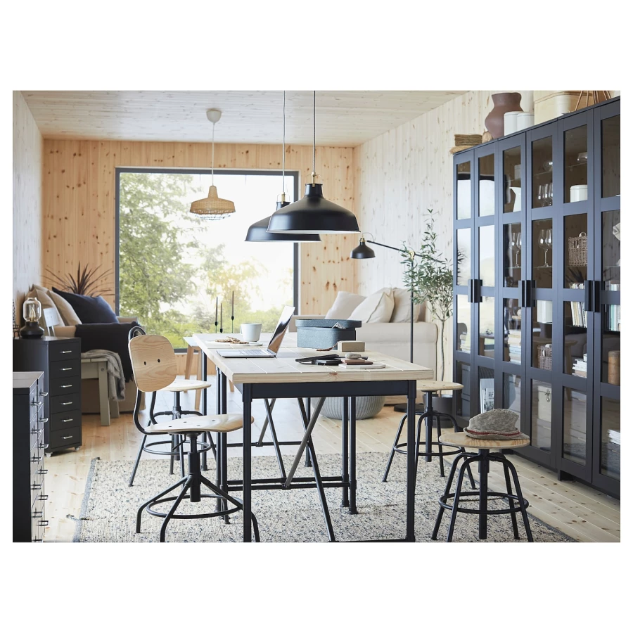 Офисный стул - IKEA KULLABERG, 58x58x94см, коричневый/светло-коричневый, КУЛЛАБЕРГ ИКЕА (изображение №4)