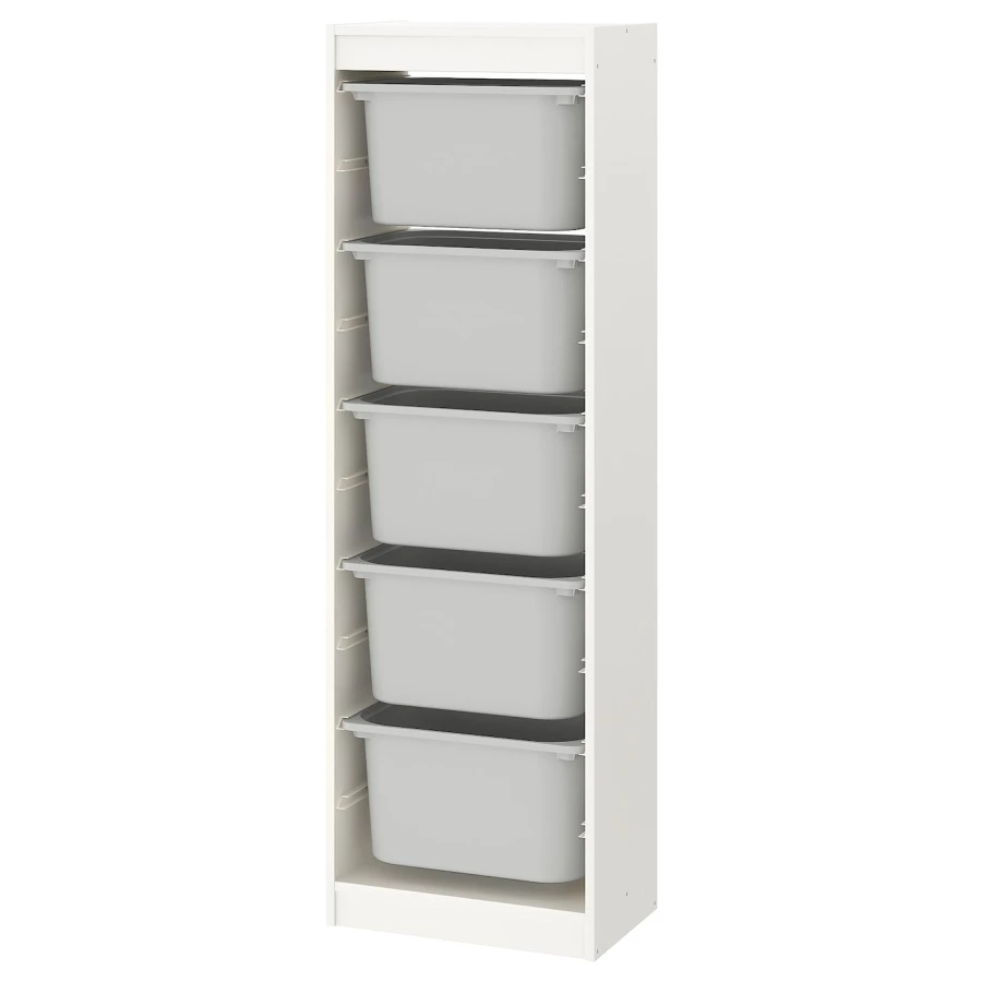Стеллаж - IKEA TROFAST, 46х30х145 см, белый/серый, ТРУФАСТ ИКЕА (изображение №1)