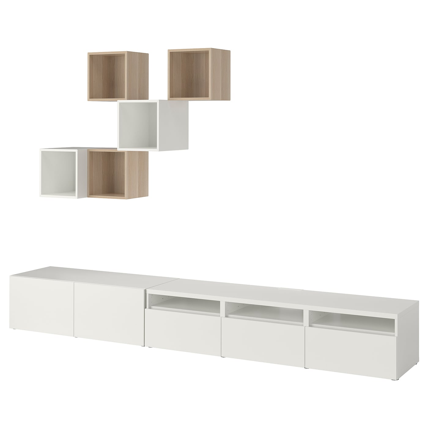 Шкаф для ТВ - IKEA BESTÅ/EKET, 300x42x210 см, белый, Бесто\Экет ИКЕА